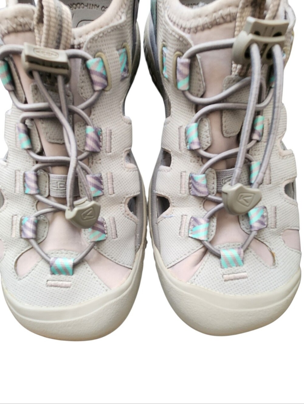 KEEN Whisper Waterproof Closed Toe Hiking Sandals Gray/Mint Green/Pink Size 9.5 - Picture 9 of 11